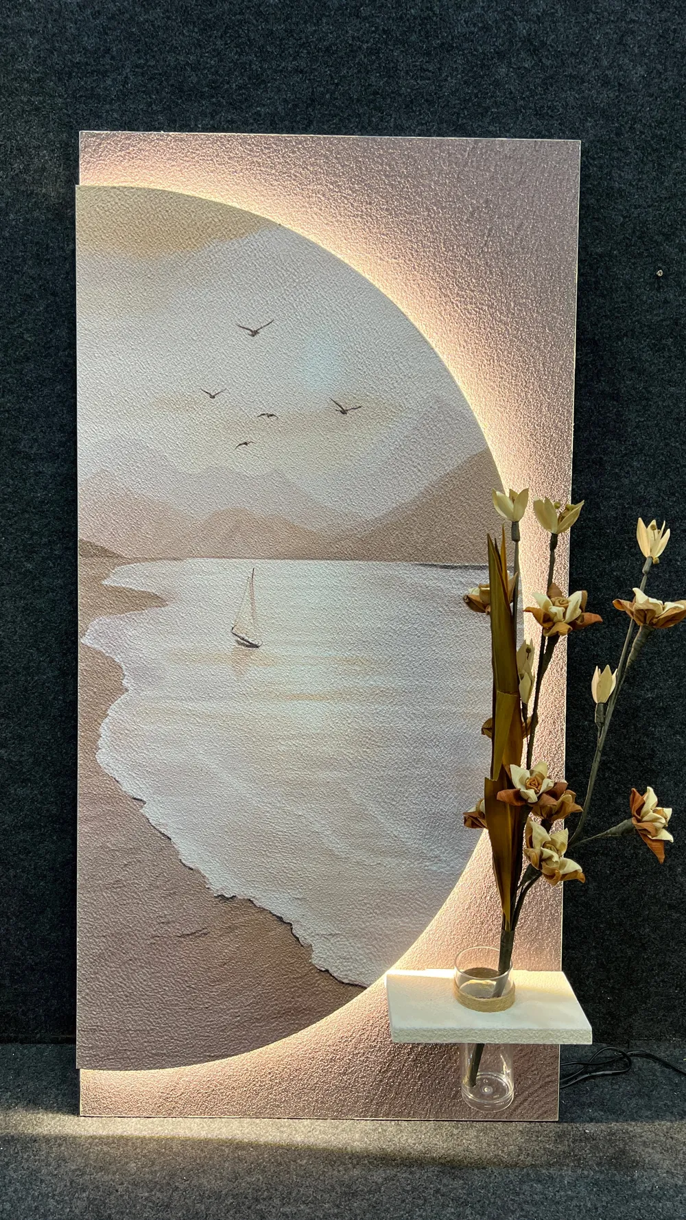 Crescent Coast – LED Sandstone Wall Art with Remote