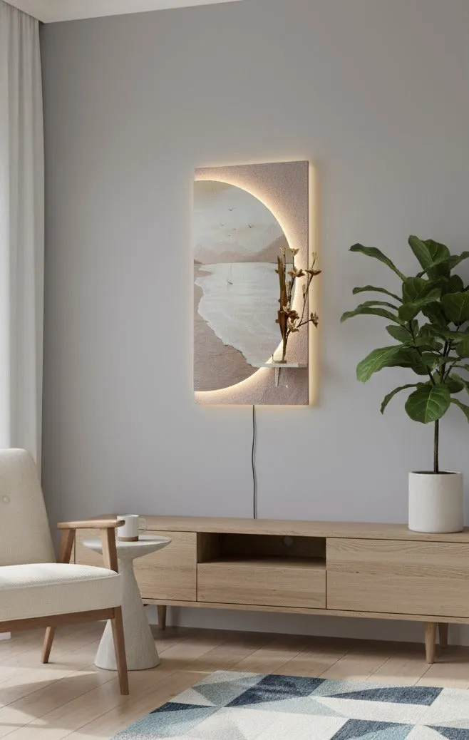 Crescent Coast – LED Sandstone Wall Art with Remote