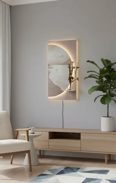 Crescent Coast – LED Sandstone Wall Art with Remote