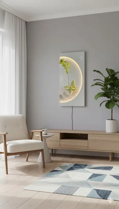 Crescent Dream – Illuminated Sandstone Panel with Plant Holder