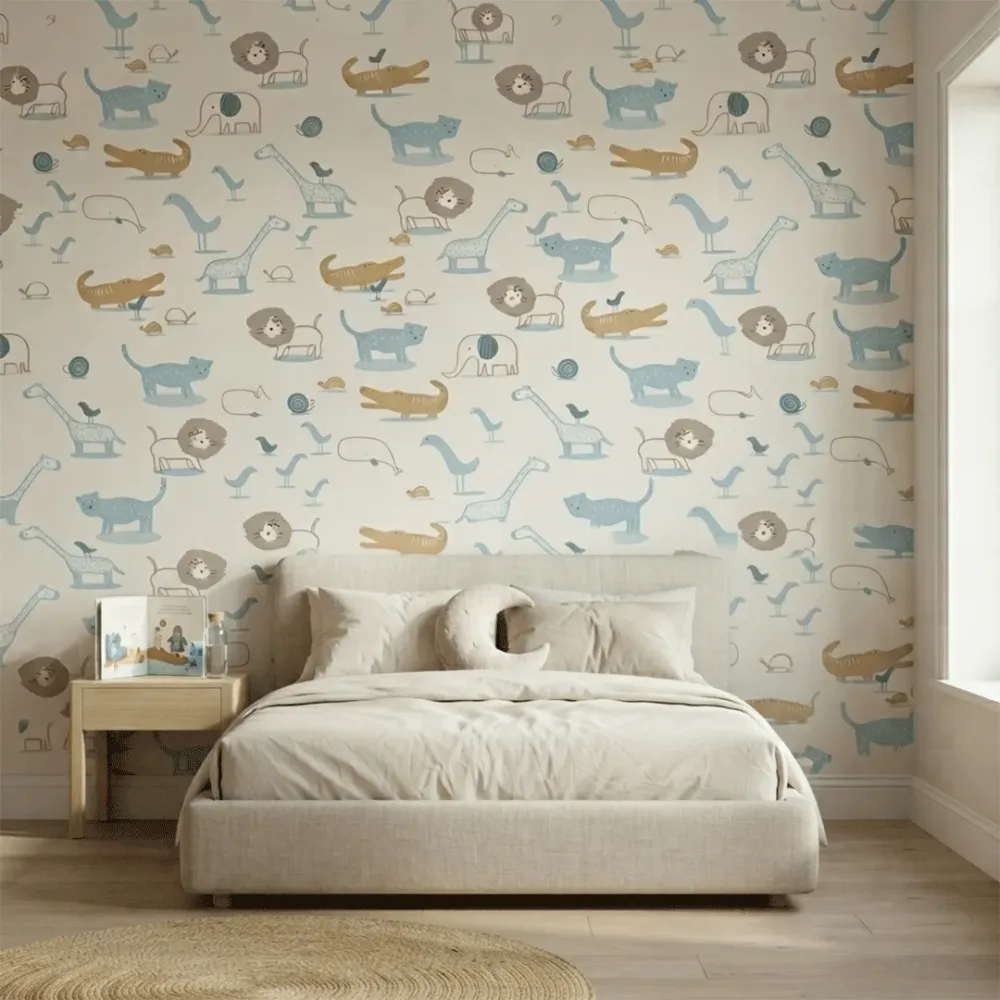 Cute Safari Animal Kids Wallpaper | Dream World Korean Vinyl Wallpaper