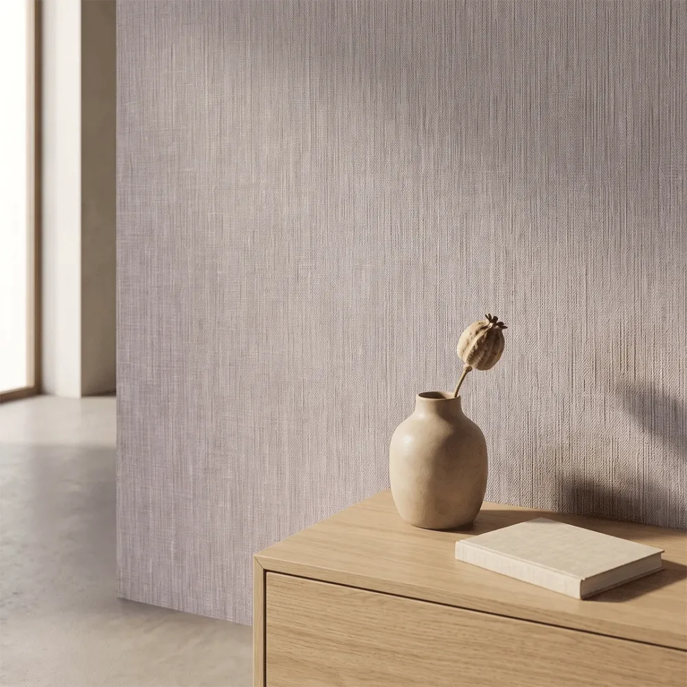 Deep Grey Linen Texture Wallpaper