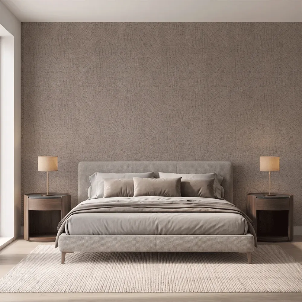 Deep Taupe Textured Abstract Woven Wallpaper