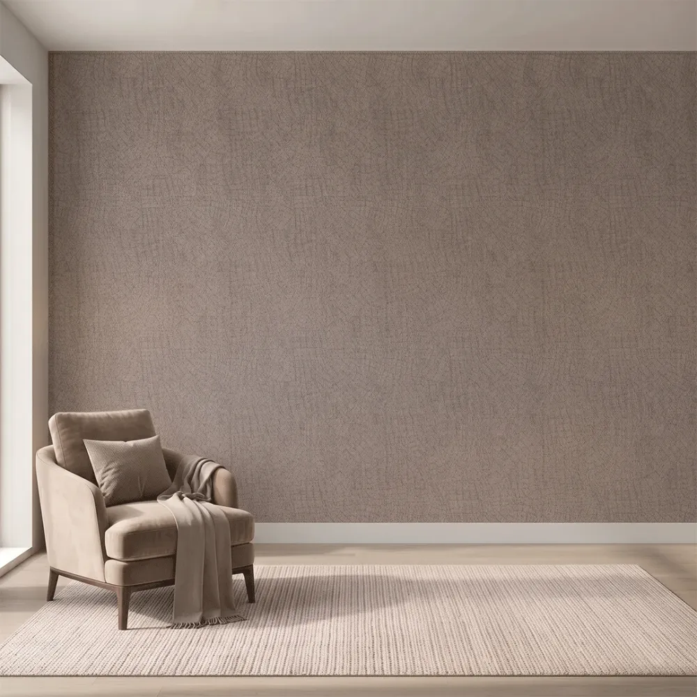 Deep Taupe Textured Abstract Woven Wallpaper
