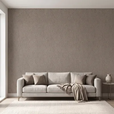Deep Taupe Textured Abstract Woven Wallpaper