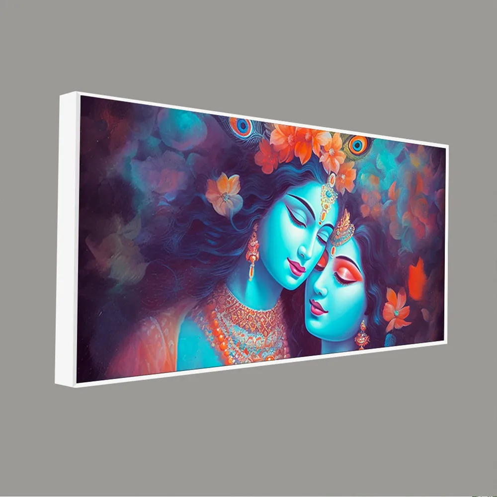 Ethereal Bond of Radha Krishna Canvas Wall Painting With Frame