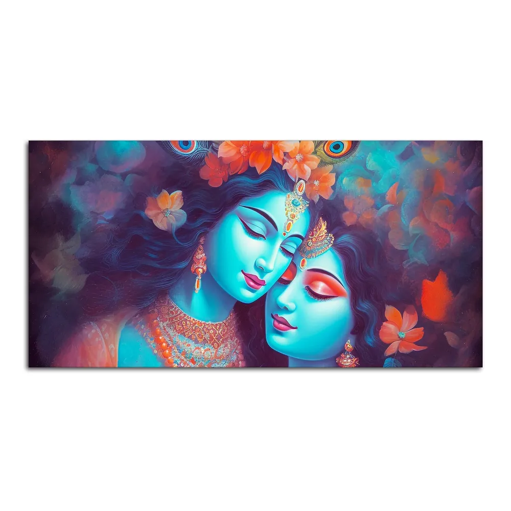 Ethereal Bond of Radha Krishna Canvas Wall Painting With Frame