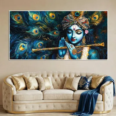 Divine Flute of Lord Krishna Canvas Wall Painting