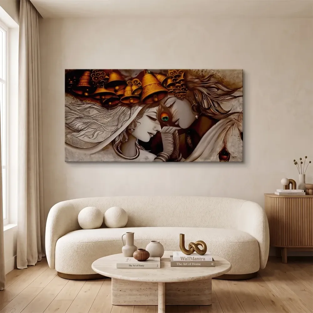 Divine Radha Krishna Canvas Wall Painting With Frame