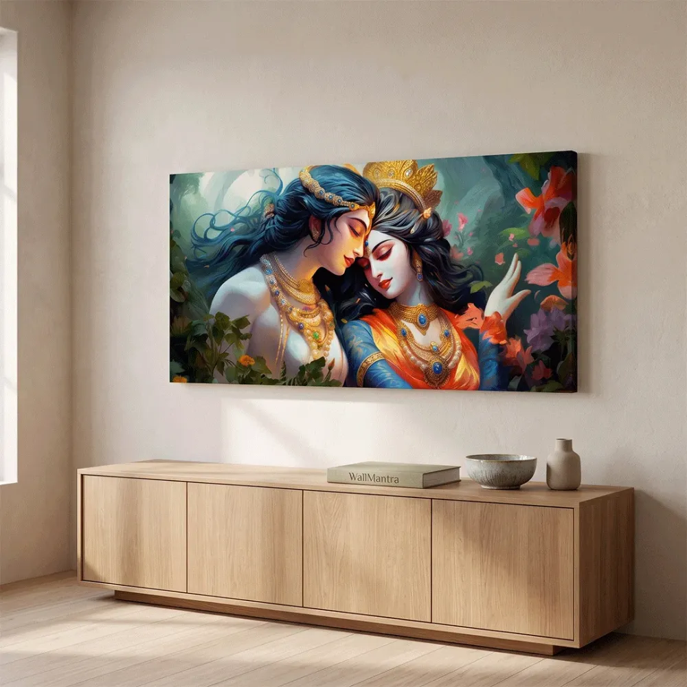 Divine Radiance Radha Krishna Canvas Wall Painting With Frame