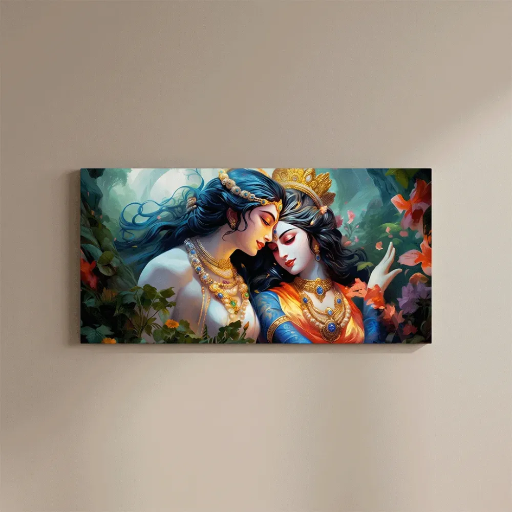 Divine Radiance Radha Krishna Canvas Wall Painting With Frame