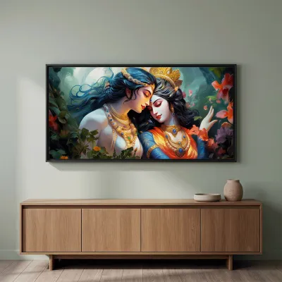Divine Radiance Radha Krishna Canvas Wall Painting