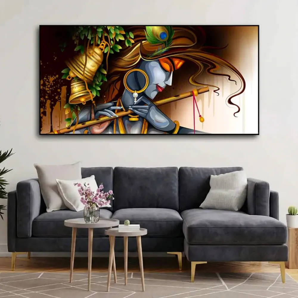 Divine Resonance of Krishna Canvas Wall Painting With Frame