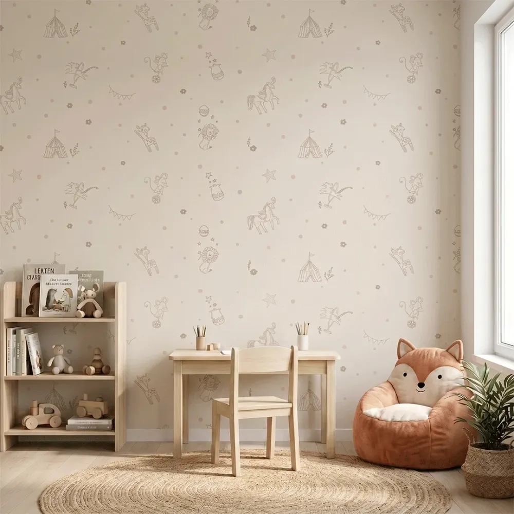 Dreamy Circus Nursery Wallpaper | Premium Korean Vinyl Kids Wallpaper 