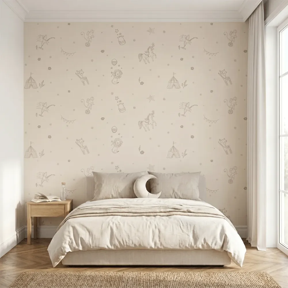 Dreamy Circus Nursery Wallpaper | Premium Korean Vinyl Kids Wallpaper 