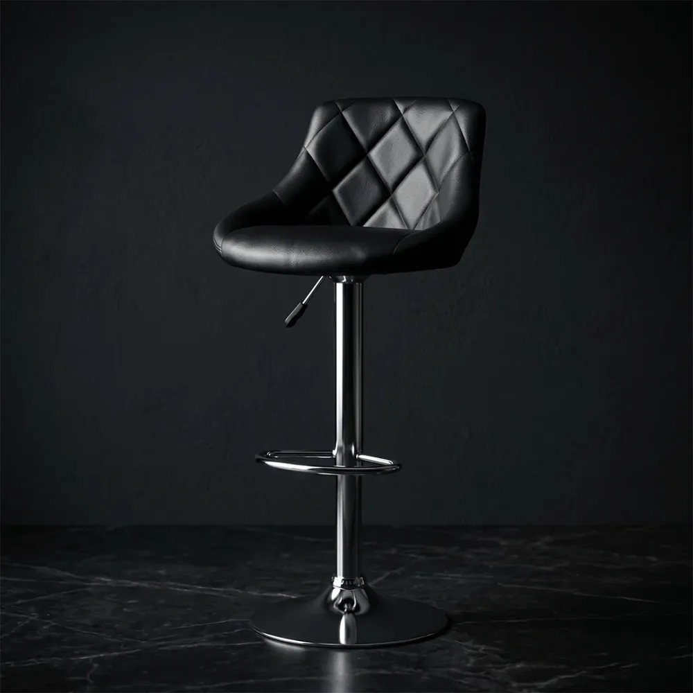 Easy Back Rest Coral Black Comfy Leatherette Bar Stool / Long Chair Single Chair