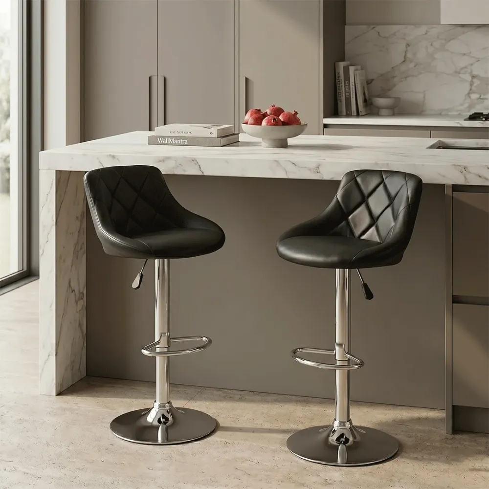 Easy Back Rest Coral Black Comfy Leatherette Bar Stool / Long Chair Single Chair