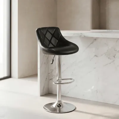 Easy Back Rest Coral Black Comfy Leatherette Bar Stool / Long Chair