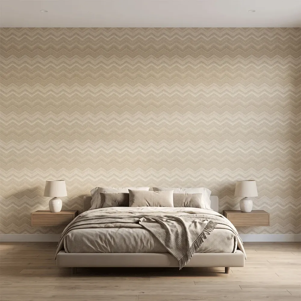 Elegant Beige Chevron Textured Wallpaper