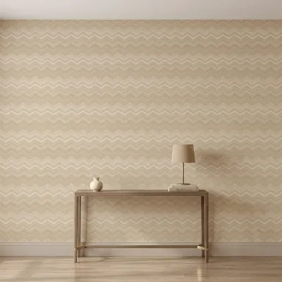Elegant Beige Chevron Textured Wallpaper