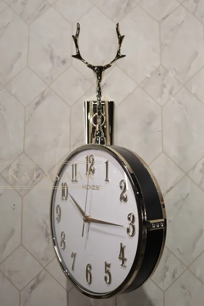 Elegant Dual-Sided Wall Clock – Black & White | Roman & English Numerals