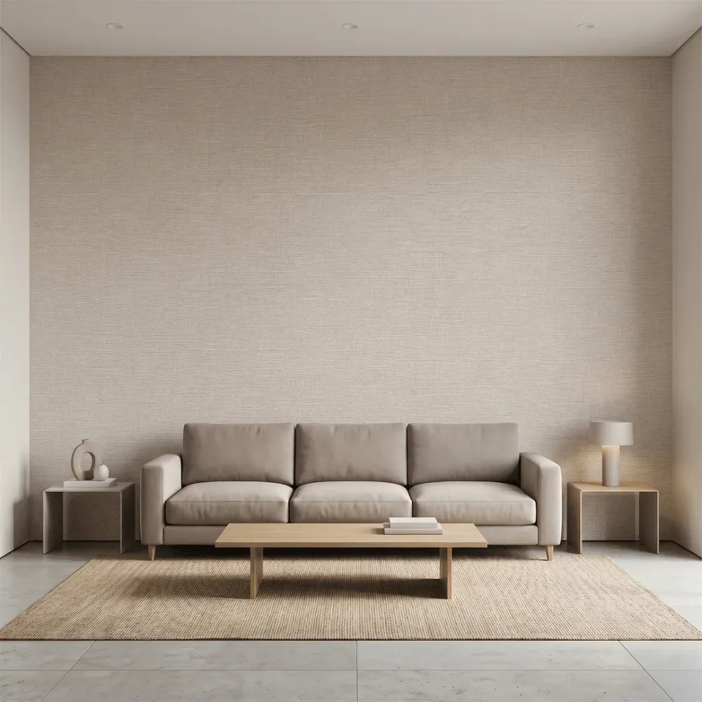 Elegant Linen Texture Vinyl Wallpaper Beige