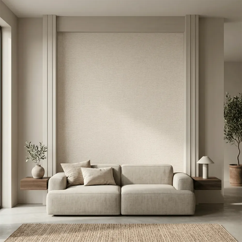 Elegant Linen Texture Vinyl Wallpaper Beige