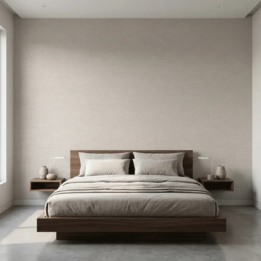 Elegant Linen Texture Vinyl Wallpaper Beige