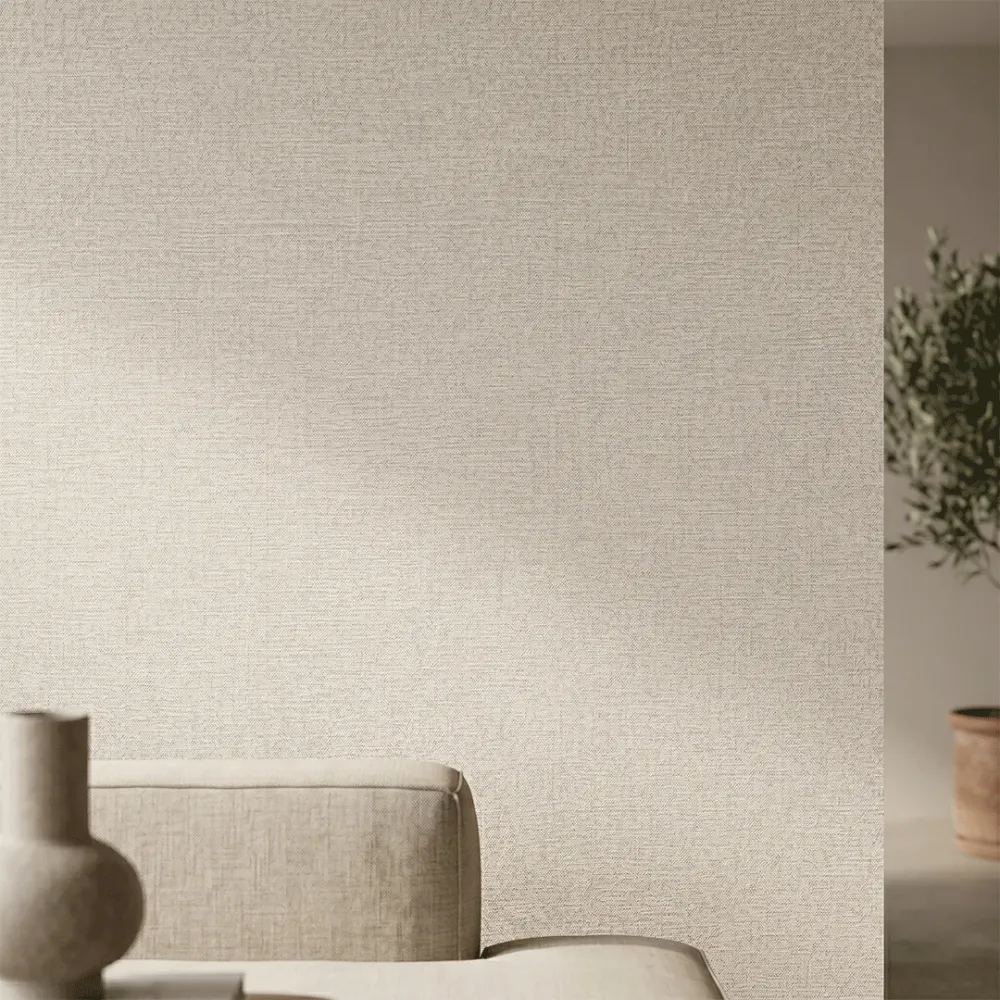Elegant Linen Texture Vinyl Wallpaper Beige