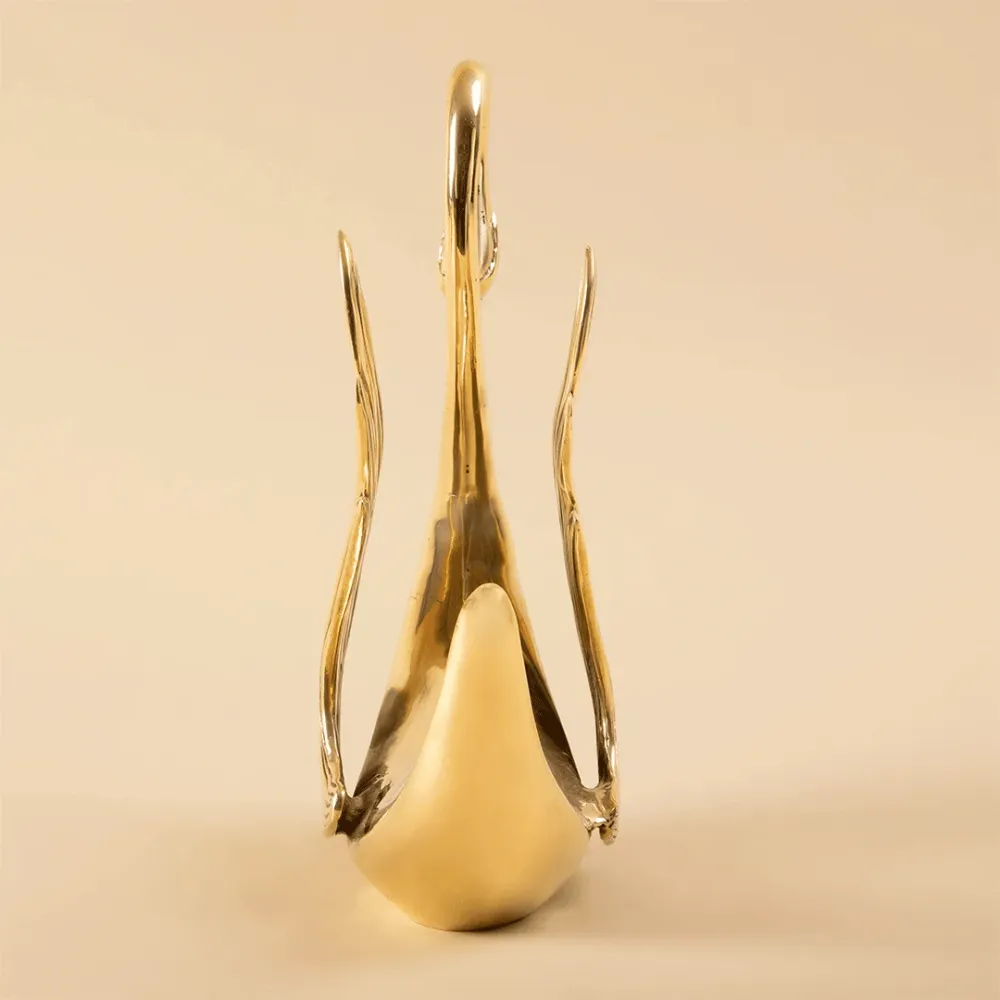 Elegant Swan Solid Brass Sculpture – Gold Luxe Decor 