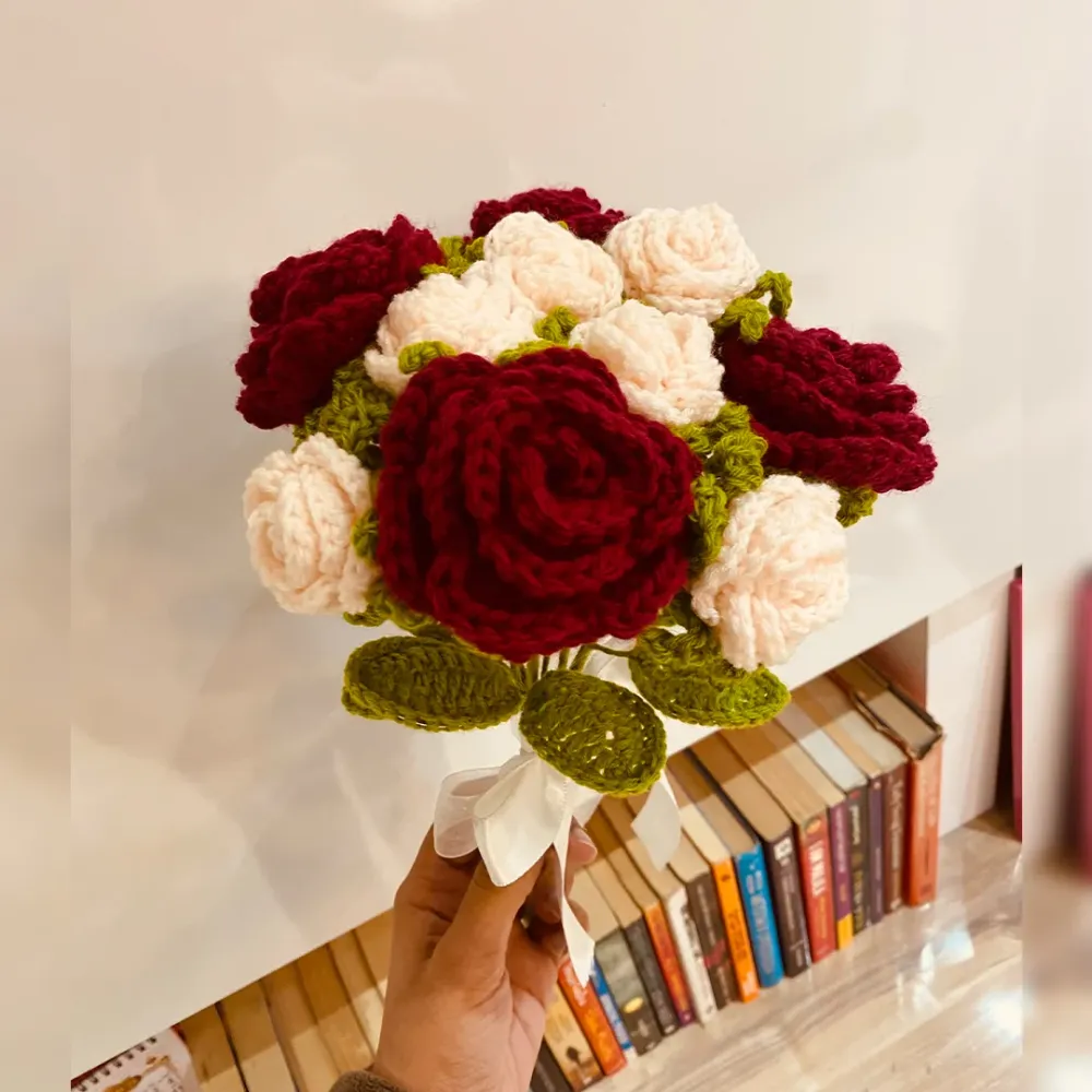 Handcrafted Crochet Eternal Rose Bouquet 