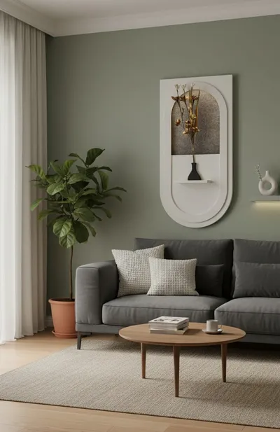 Floral Spotlight – Illuminated Sandstone Panel with Vase