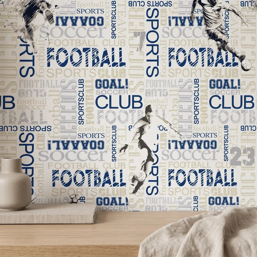 Football Sports Wallpaper in Blue | Premium Korean Vinyl Soccer Player Wallpaper