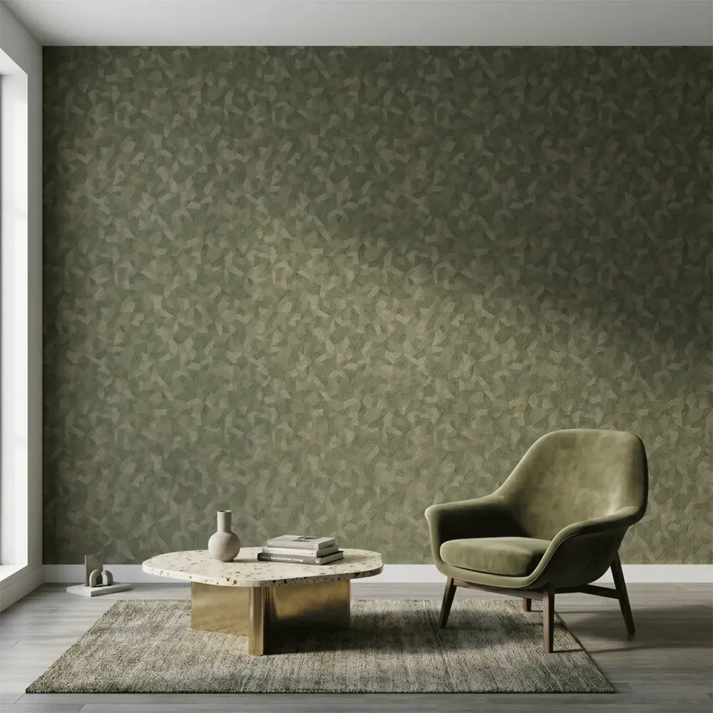 Forest Moss Facet Geometric Texture Wallpaper