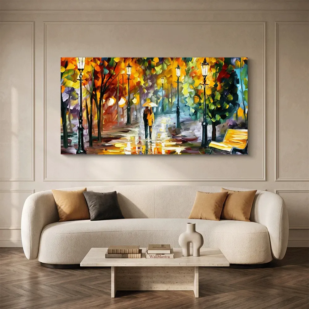 Forest Scenery Panoramic Canvas Wall Painting With Frame