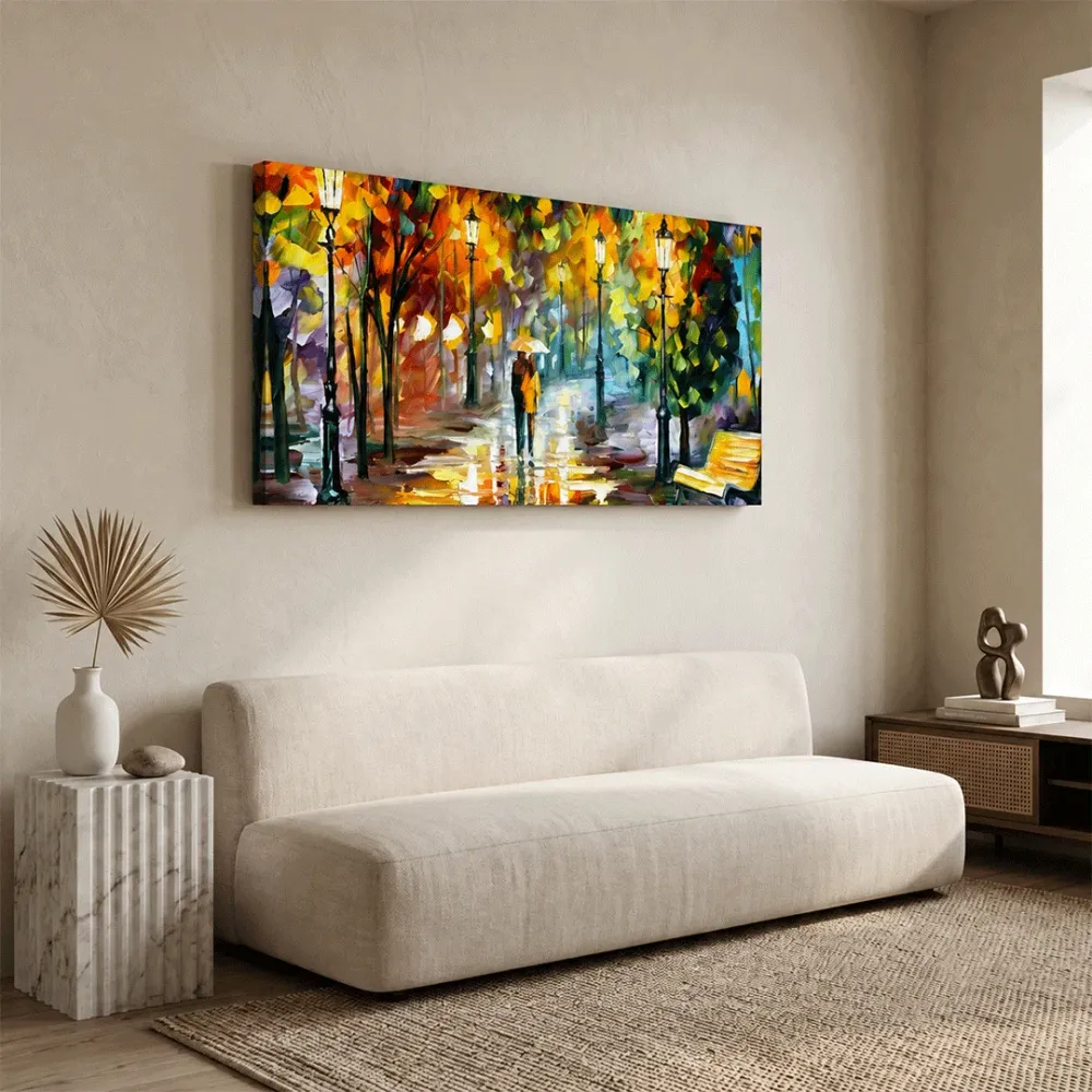 Forest Scenery Panoramic Canvas Wall Painting With Frame