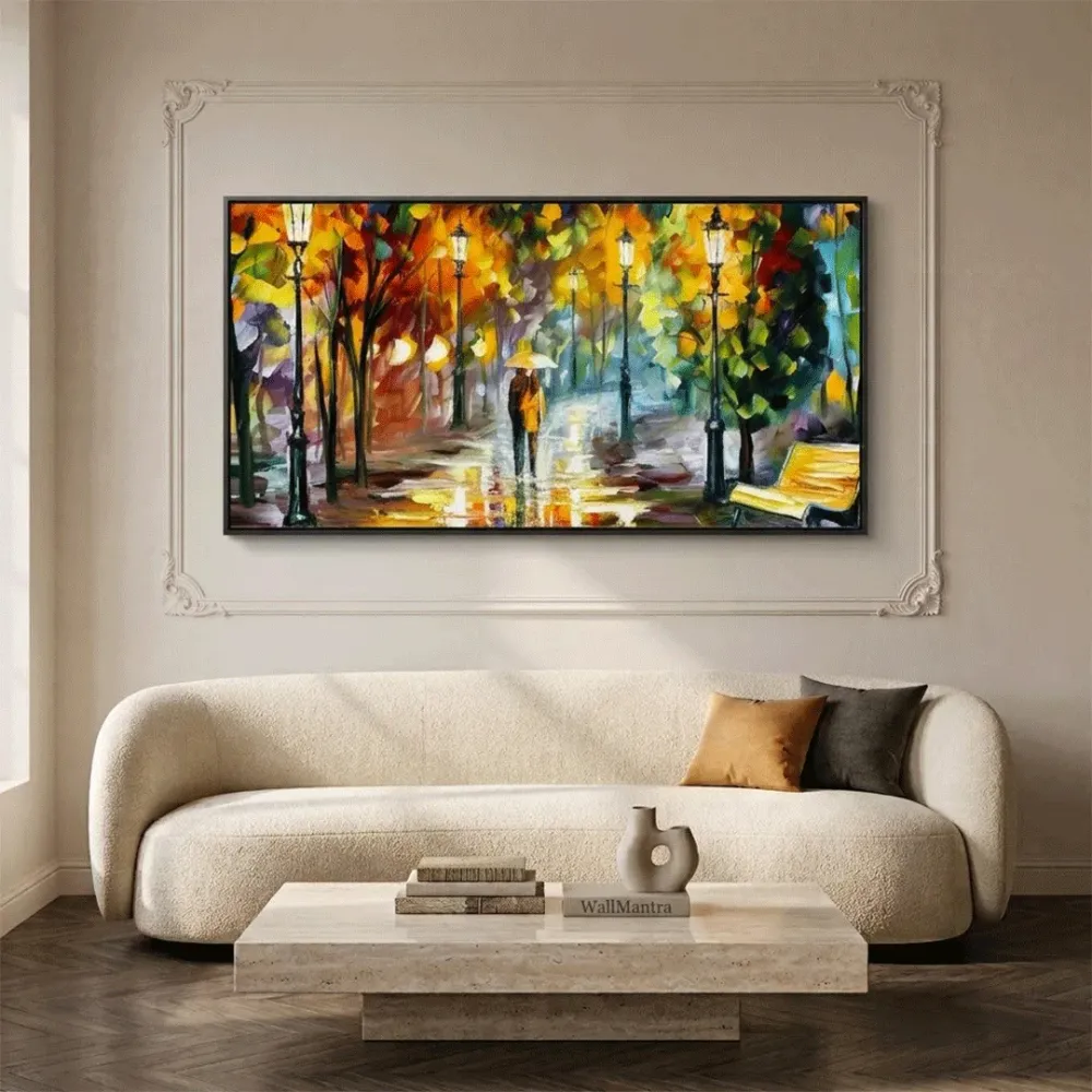 Forest Scenery Panoramic Canvas Wall Painting With Frame