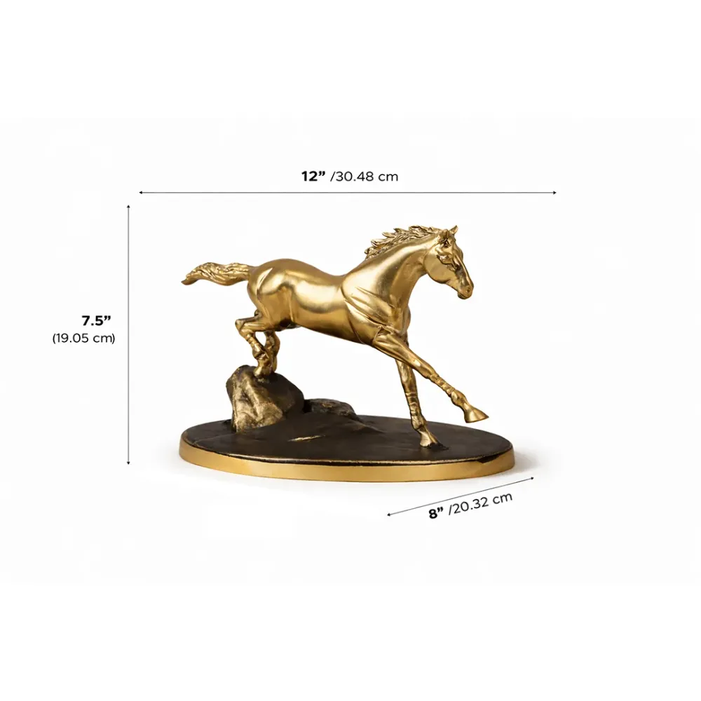Galloping Horse Solid Brass Sculpture – Statement Luxe Decor 