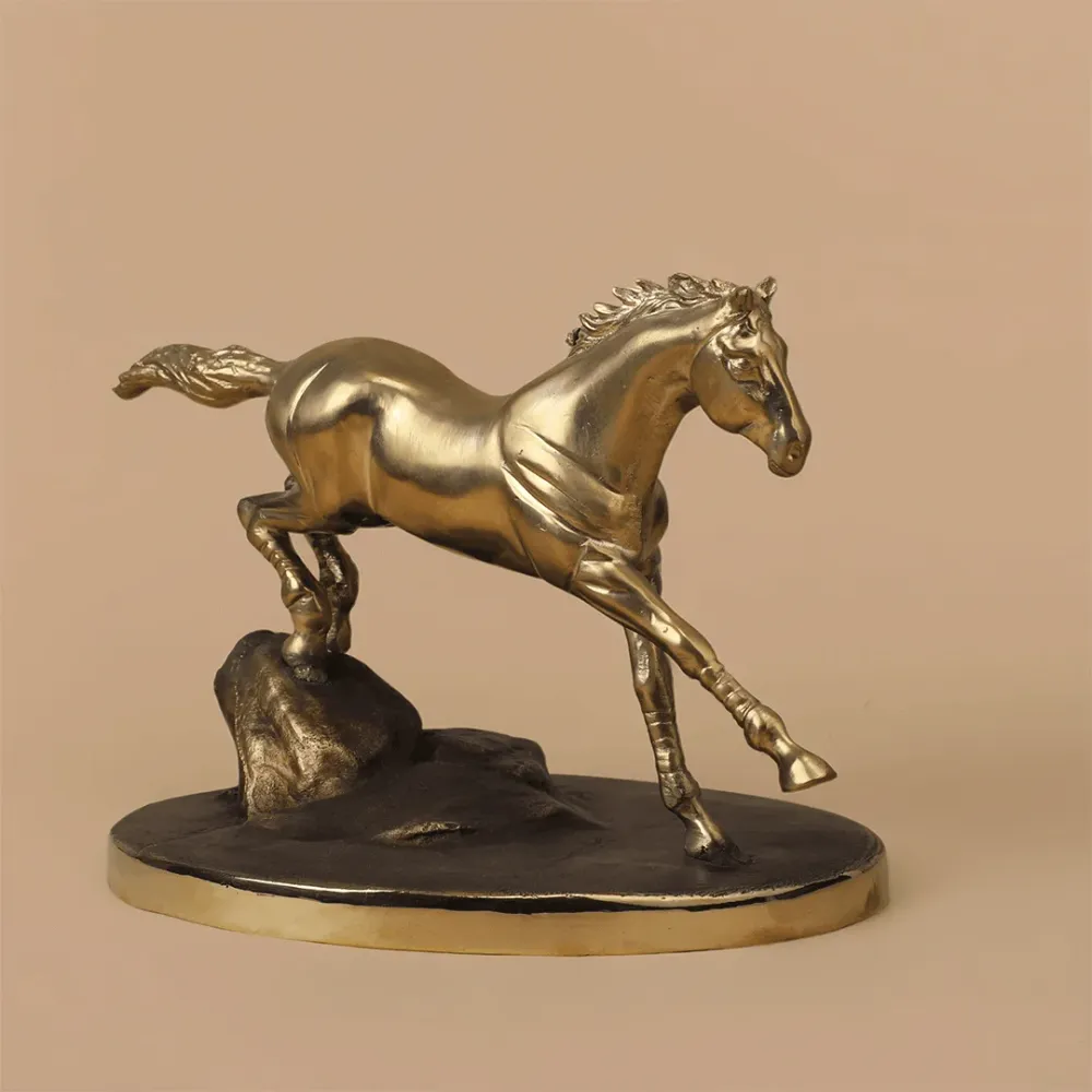 Galloping Horse Solid Brass Sculpture – Statement Luxe Decor 