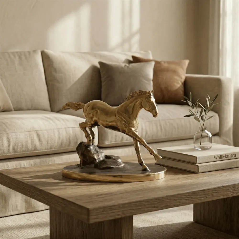 Galloping Horse Solid Brass Sculpture – Statement Luxe Decor 