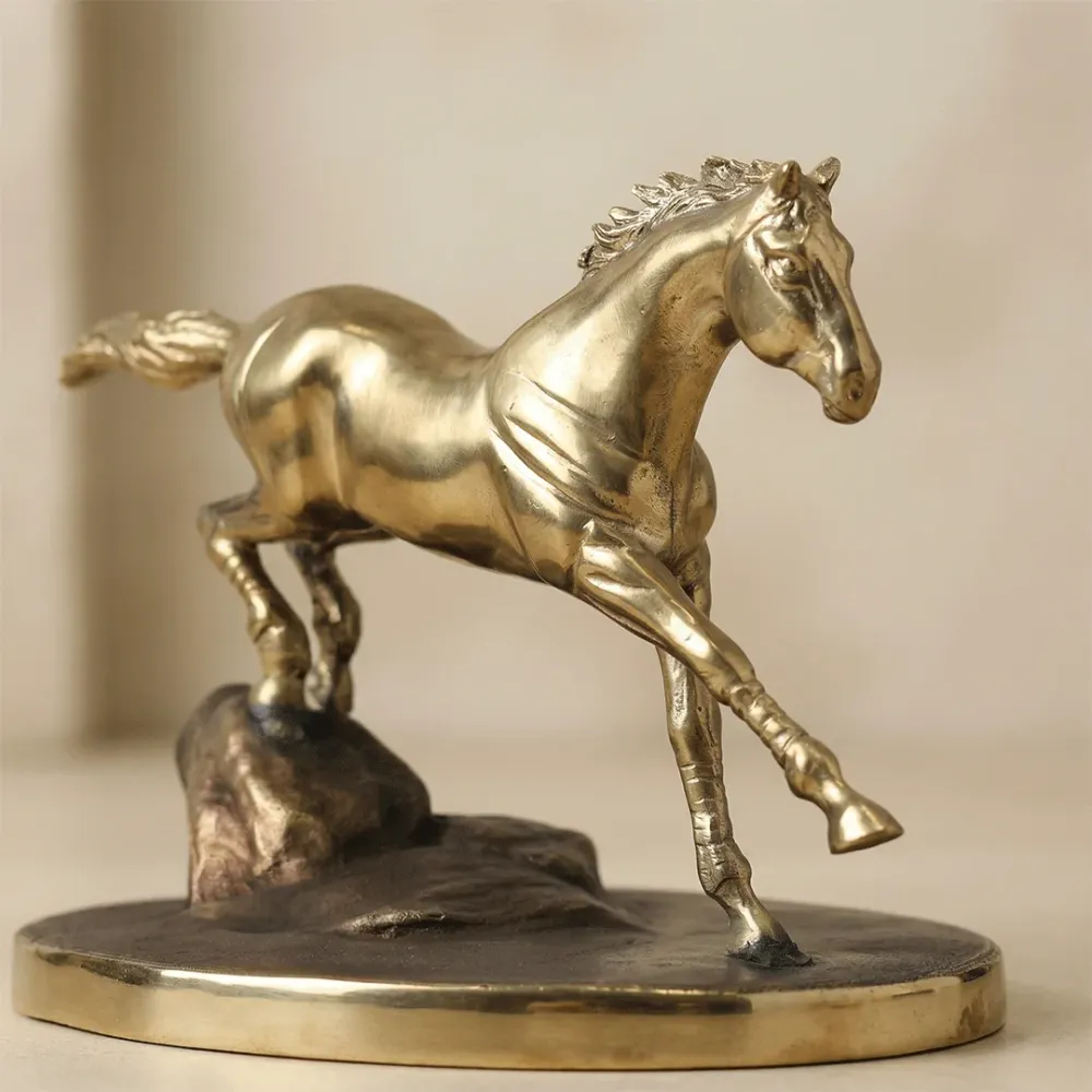 Galloping Horse Solid Brass Sculpture – Statement Luxe Decor 