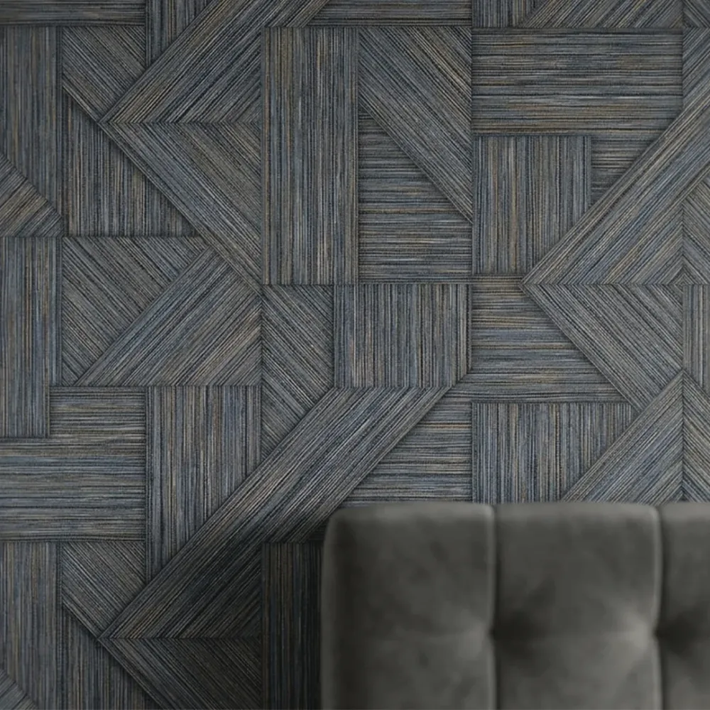 Geometric Textured Weave Wallpaper – Charcoal Slate