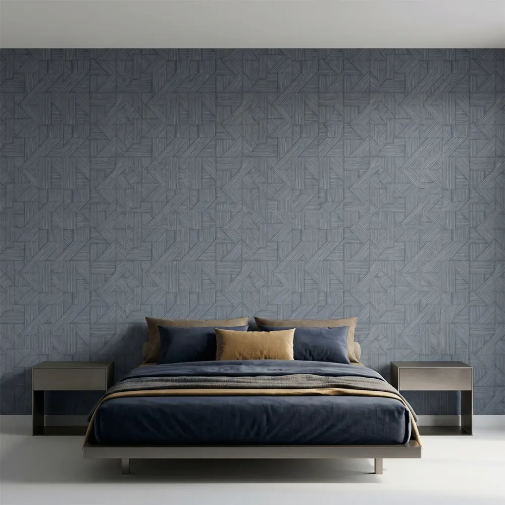 Geometric Textured Weave Wallpaper – Charcoal Slate