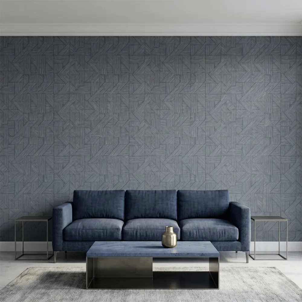 Geometric Textured Weave Wallpaper – Charcoal Slate