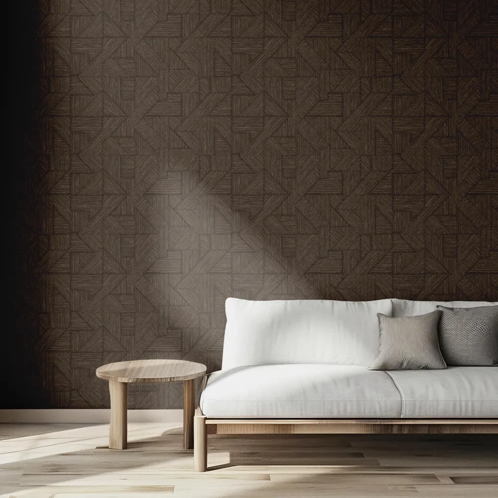 Geometric Textured Weave Wallpaper – Fusion Brown