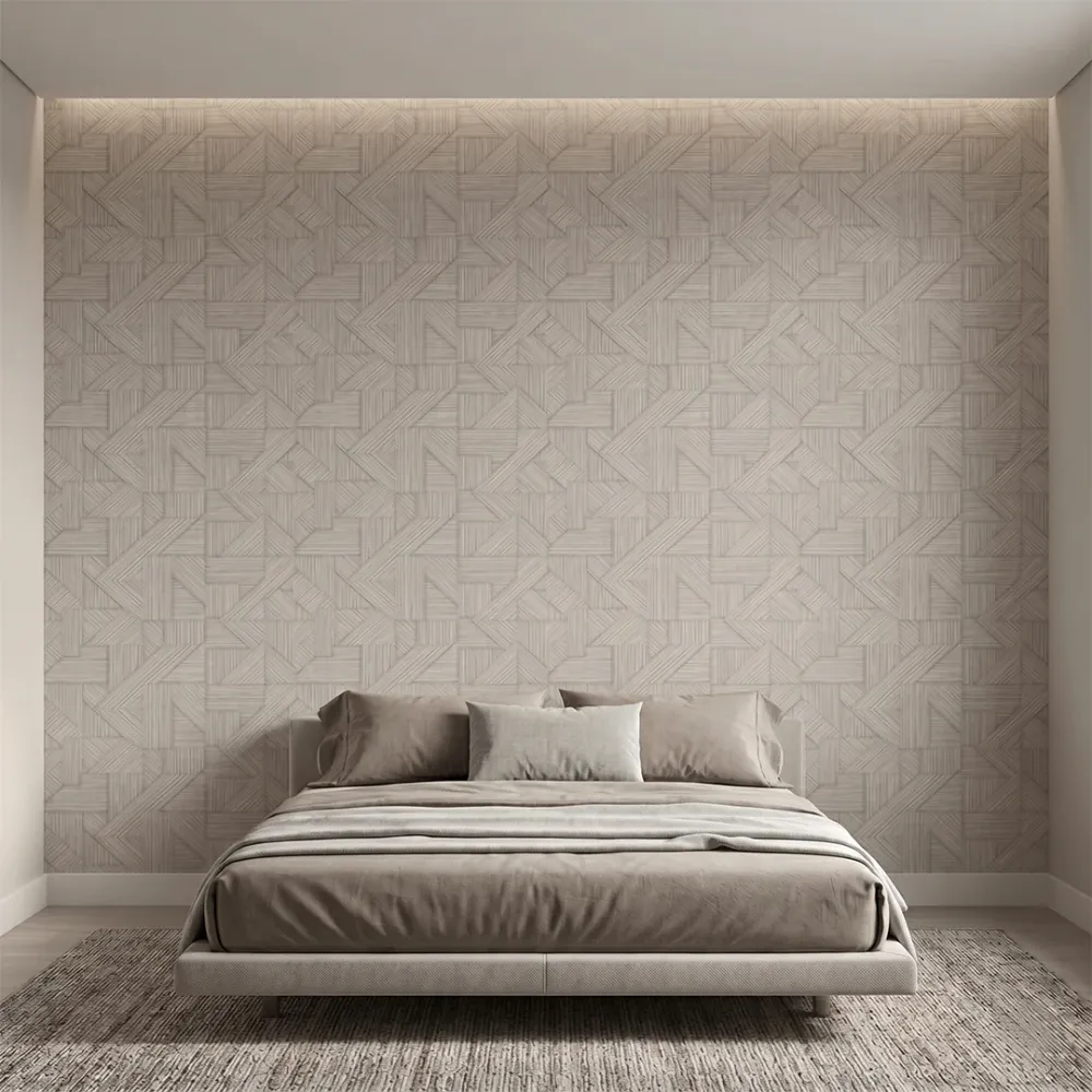 Geometric Textured Weave Wallpaper - Ivory Linen