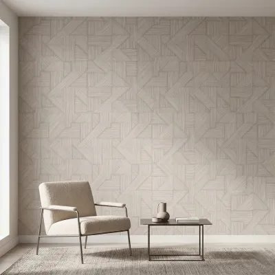 Geometric Textured Weave Wallpaper - Ivory Linen