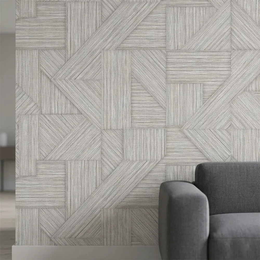 Geometric Textured Weave Wallpaper - Pearl Beige 