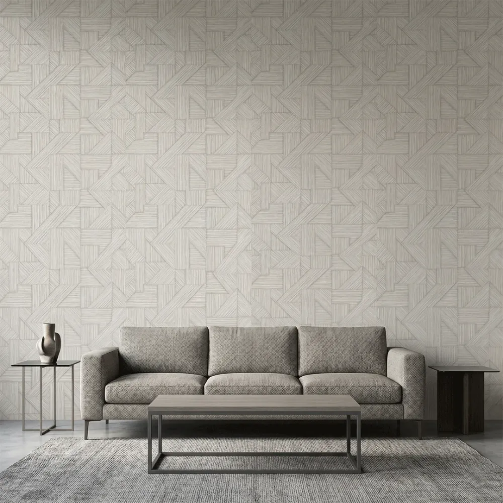 Geometric Textured Weave Wallpaper - Pearl Beige 