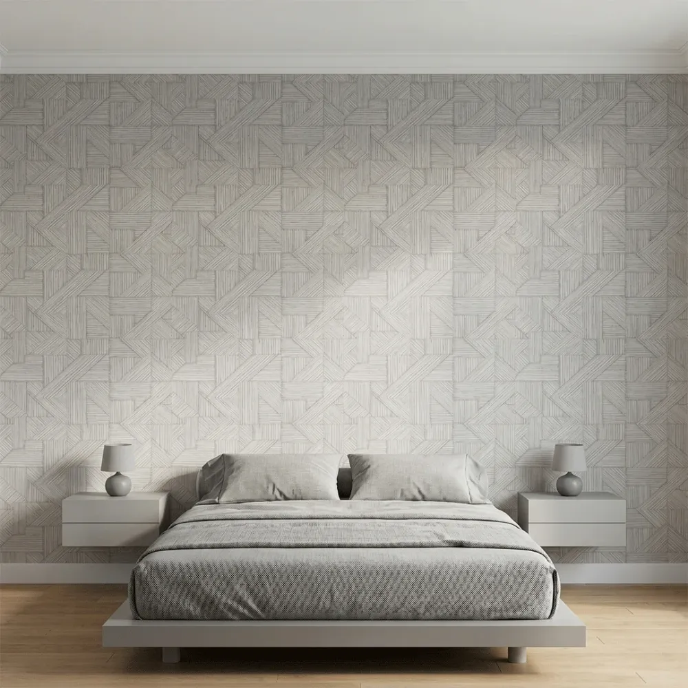Geometric Textured Weave Wallpaper - Pearl Beige 